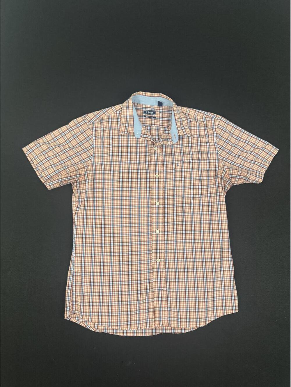 IZOD Men's Non-Iron Stretch Short Sleeve Button-Up Shirt Medium